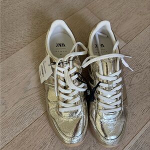 Zara Women's Metallic Gold Sneakers